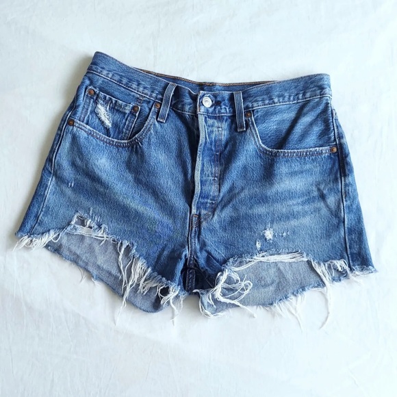 Levi's Pants - Levi's 501 Original Cutoff Jean Distressed Shorts, Women’s Medium Wash Size W28